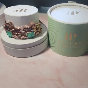 Stacys Spring 2025 Gold-Tone Bracelet with Mint Green Accents